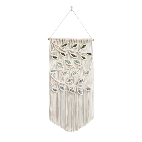 Ujjdwiurgh Feuilles Macramé Tenture Murale Feuille Verte Macramé Tenture Murale Boho Décoration Murale Tenture Murale Tapisserie Faite à la Main B 40 X 80 cm