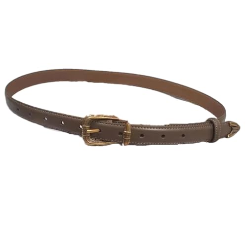 Pohullan Women Vintage Leather Dress Belts Decoration Narrow Belt