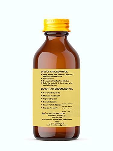 image for AYURVEDASHREE AYUREVDASHREE Cold Pressed Peanut Oil 3.38 fl oz. | Perf