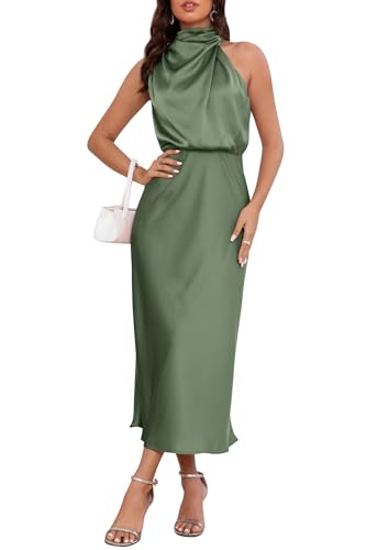 Amazon.com: ZTMZA Women's 2026 Summer Satin Dress Elegant Formal Sleeveless  Mock Neck Wedding Guest Cocktail Party Maxi Dresses Green, Small :  Clothing, Shoes & Jewelry