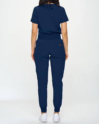 Image of Monarch Uniforms Slim Fit Stretchy Scrubs Women's Jogger Scrub Set Slim Jogger Scrubs with Tuck-In Top for Women