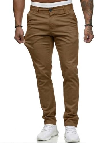 Image of HUNGSON Mens Chinos Dress Pants Slim Fit Stretch Business Casual Golf Work Slacks Trousers