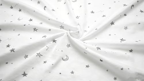 Image of American Baby Company Cotton Fitted Pack and Play Sheet 39x27 inch,GY Star&Moon | 100% Natural Cotton Pack N Play Sheet for Playpen, Playard & Mini Crib Mattress - Soft & Breathable, Neutral for Boys & Girls