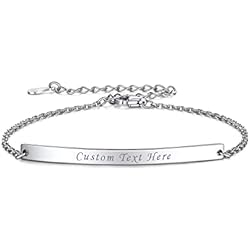 Pulsera De Oro Con Nombre Grabado isigno Pulsera Personalizada Grabado Personalizado Nombre, Fecha, Coordenadas Regalo para Las Mujeres Chica Novia Eslabón de Acero Inoxidable con la Cadena Ajustable