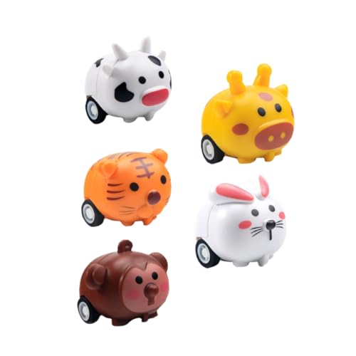 FUNOMOCYA 5 Piezas Juguetes para Año Coches de Fricción Mini con Diseño Animal Desarrollo Habilidades Motoras Niña