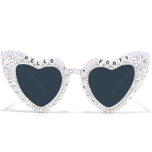 40th Birthday Sunglasses for 40th Birthday Party Decorations for Women, Hello Forty Glasses for Bday Dress Outfit Deocr Accessories Gifts