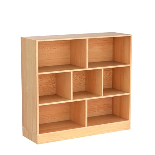 Image of IOTXY Open Shelf Low Bookcase - Wooden 3-Tier Cube Bookshelf, Pear Yellow