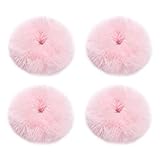 Pom Pom Hair Ties, Sightor 4pcs Ponytail Holders With Faux Rabbit Fur Fluffy Fuzzy Elastic Hair Band