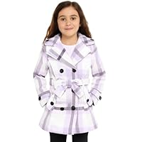 A2Z 4 Kids Girls Parka Jacket Hooded Trench Coat Wool Blends Warm Padded Jacket - Jacket 007 Lilac Check 9-10