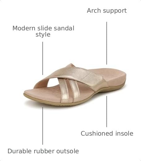 Image of Vionic Women's Rest Zarie Slide Sandals- Supportive Sandals and Indoor /Outdoor Slip Ons That Includes an Orthotic Insole and Cushioned Outsole for Arch Support, Sizes 5-12
