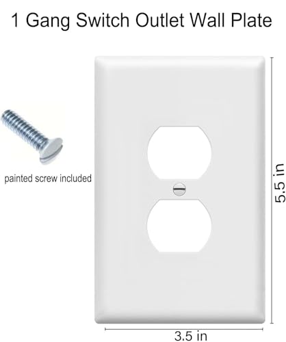 Image of ZEFTV Over-Size Duplex Outlet Cover Wall Plates 1-Gang 5.5 inch x 3.5 inch Switch Outlet Electrical Cover Plate Unbreakable Thermoplastic Faceplate for Light Receptacle Outlet Switch, White (20 Pack)