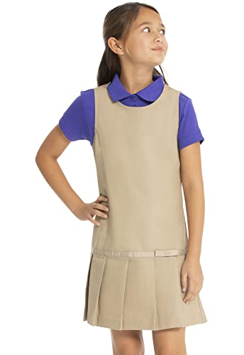 Girls Jumper Princess Seam Dress Drop Waist with Ribbon Bow and Zipper Back3