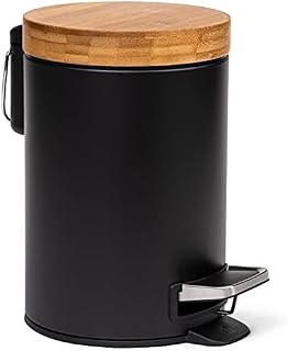 Kazai. 5L Designer Bathroom Bin | Superior Bamboo | Soft Closing | Anti-Finger | Black