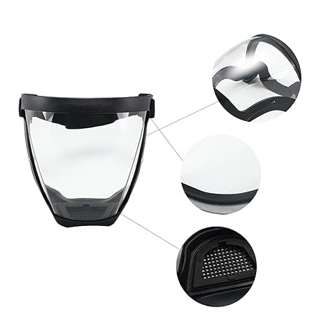 Full Face Super Protective Shields,Unisex Cycling Face Shield with Clear Spray Splash Proof Full Face Protective Protect Eyes, Nose, Mouth, Anti-splash and Anti-sand Headgear (Black)(Pack Of 1) 3