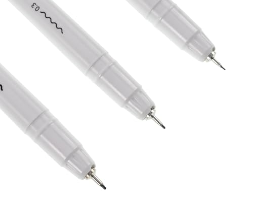 Image of Pigment Liners, Set of 3, Black Ink, Fine Lines, Smooth Performance, .1mm, .3mm, .5mm Line Width, For Sketching, Drawing, Journaling