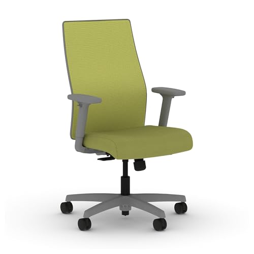 Image of HON Ignition 2.0 Mid‑Back Ergonomic Office Chair, Mesh Task Desk Chair with Lumbar Support, Standard Synchro‑Tilt, Height and Width Adjustable Arms, Titanium Frame, Pear