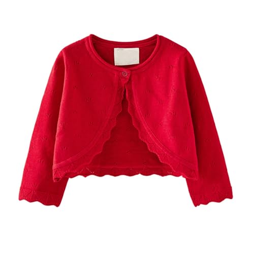 Girls Knit Mesh 𝗕olero 𝗦hrugs Cardigan Long Sleeve Round Neck Tops Button Open Front Casual Coat for Kids