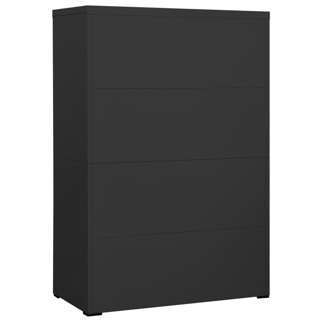 Armadietto portadocumenti in acciaio antracite, 90 x 46 x 134 cm, armadio da ufficio con 4 cassetti, serratura e cartelle sospese, per documenti legali A4, per ufficio e casa