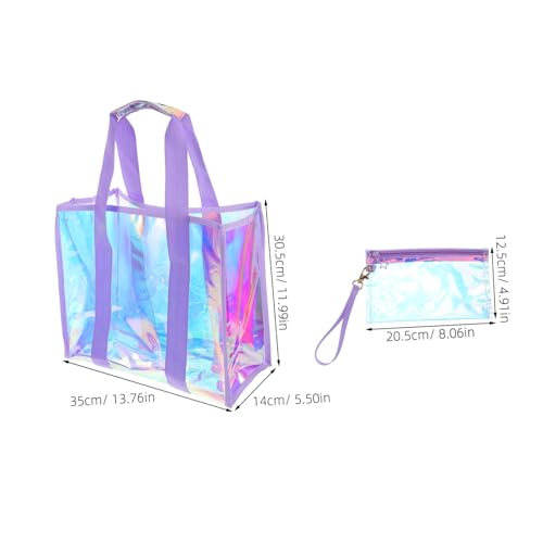 1 Set Large Capacity Beach Tote Bag Set for Women Durable PVC Material with Convenient Hanging Pouch for Summer Outings and Travel2