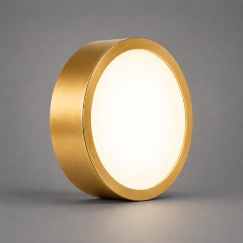 Image of AHUJA INTERNATIONAL Modern Deco Surface Ceiling Light 3W Brass Finish Aluminum Decorative Indoor Lighting Fixture for Living Room, Bedroom, Hallway, Hotel & Home Decor Warm White Pack of 1, (Gold)