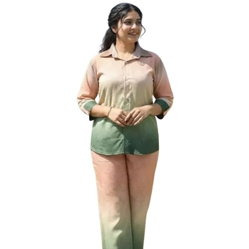 Women’s Ombre Co-Ord Set | Stylish Shirt & Pant Combo | Soft & Breathable Cotton Fabric