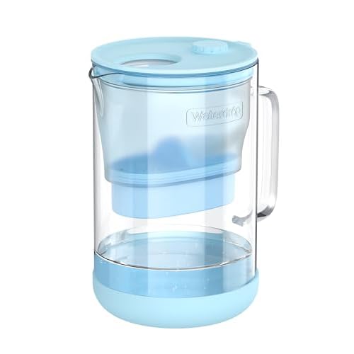 Waterdrop Large Glass Alkaline Water Filter Pitcher with 1 Filter, Enhances Alkaline Water, Eco-Friendly, 10-Cup, for Home and Office, Reduces PFOA/PFOS, Chlorine, Cadmium, Copper, Mercury,