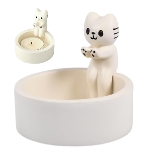 Portavelas de gato, soporte para velas de patas de gato, resistente al calor, bonito soporte para velas de té de gatito, soporte para velas de té de gatito con patas de gato cálidas para amantes de