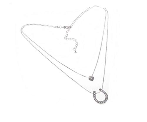 Preisvergleich Produktbild Glücksbringer Hufeisenkette für Mädchen zweilagig mit Herz und Strass