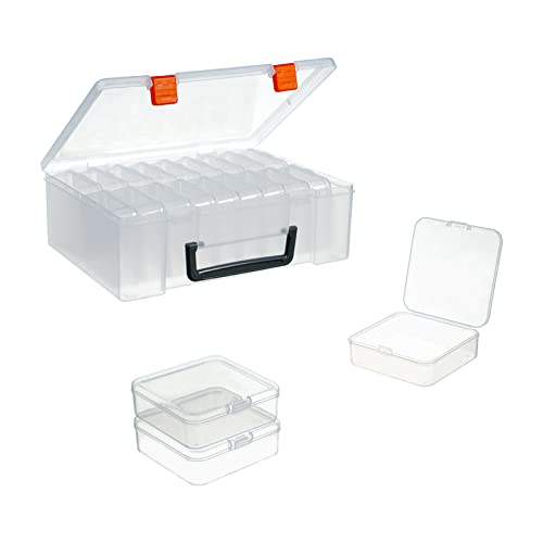Image of Letken 18 Pieces Small Plastic Craft 0rganizers and Storage, Transparent Box with Hinged Lid for Storage of Jewelry, Diamonds, DIY Art Craft Accessory