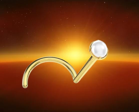I Piercing para la nariz, oro macizo 750 auténtico con perla cultivada auténtica, dimensiones 0,6 x 6 x 2,5 mm. La autenticidad del artículo descrito a continuación está garantizada por la presente I