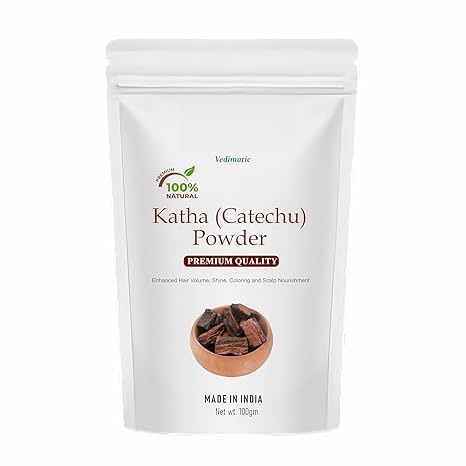 Khadi 100 Pure Natural Katha Powder for Hair Colour Fresh Catechu in Zipper Pouch 100gm