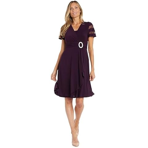 R&M Richards Cascade Cocktail Dress with Rhinestone Cover