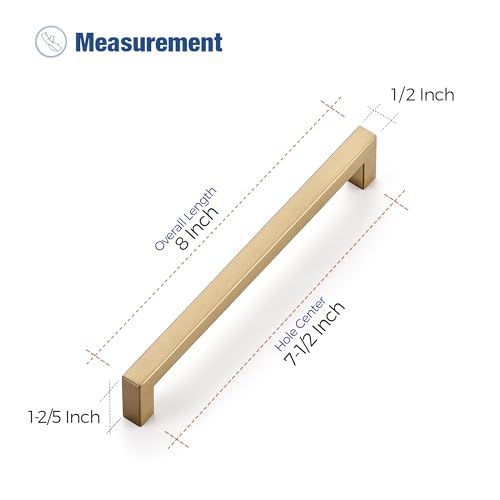 Image of Ravinte 30 Pack Champagne Bronze Cabinet Handles 7-1 /2 Inch Hole Center Stainless Steel Kitchen Square Cabinet Pulls for Dresser Drawer Cupboard Handles with Screwdriver