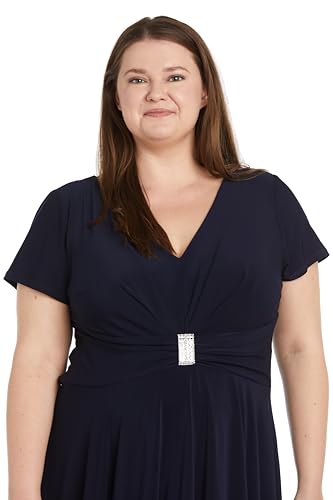 Image of R&M Richards Women's Metallic Foil Print Bodycon Dress W /Draped Capelet - Knee-Length Cocktail Party Outfit