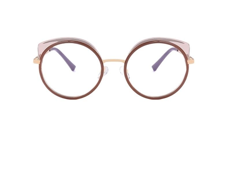 Lunettes de Lecture Rondes Anti-Fatigue, Anti-lumière Bleue, Verres Plats incassables, Miroir(C2,1.50)