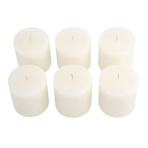 Image of Stonebriar Tall 3 x 3 Inch 40 Hour Long Burning Unscented Wax Flat Top Pillar Candles, White, 6 Pack