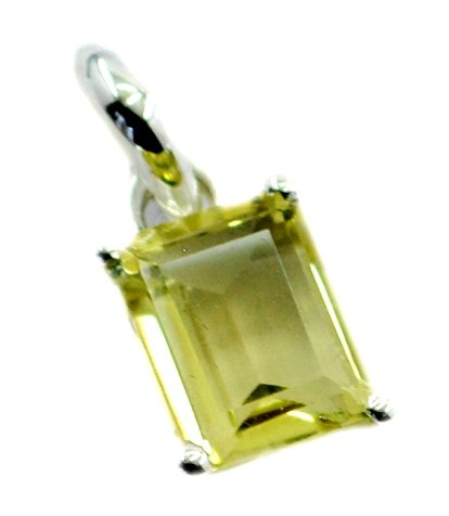 Pendentif en quartz véritable citron et argent sterling à griffes haute joaillerie
