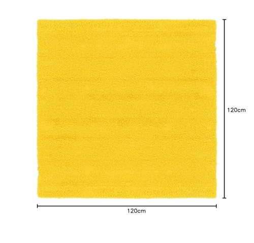 Image of Solid Fluffy Rugs and Carpet for Hall and Drawing Room 5x7 Feet Yellow Color