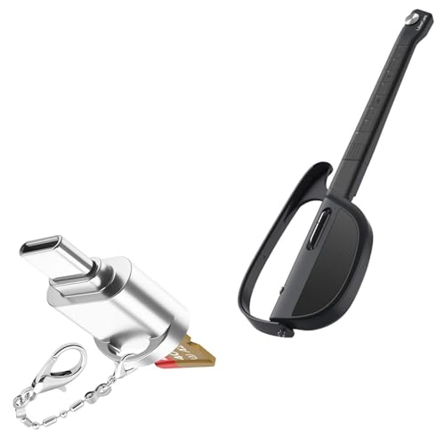 BoxWave Adapter Compatible with LiberLive C1 Stringless Smart Guitar - Micro SD Card miniReader, USB Type-C OTG Reader USB3.0 Adapter Keychain - Metallic Silver