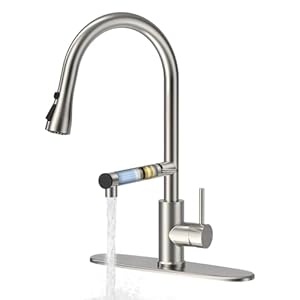 Kitchen Faucet, 2024 Upgraded Filter Water Kitchen Faucet with Pull Down Sprayer, Brushed Nickel Stainless Steel High Arc 1 Or 3 Hole Kitchen Sink Faucet for Remove Chorine and Harmful Substances