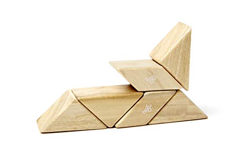 Image of 6 Piece Tegu Pocket Pouch Prism Magnetic Wooden Block Set, Natural
