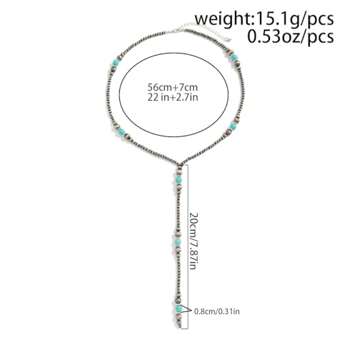 Boho Y Necklaces for Women Vintage Beaded Necklaces Bohemian Long Tassels Necklace Turquoise Beaded Charm Necklace Adjustable Trendy Jewelry Gift4