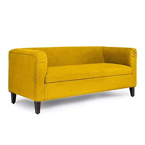 Image of Wakefit Sofa Set | 3 Year Warranty | Sofa 4 Seater, 4 Seater Sofa for Living Room, Wooden Sofa Set, Sofa Set 2+1+1 Seater - Miami(Tahoe : Chrome Yellow)