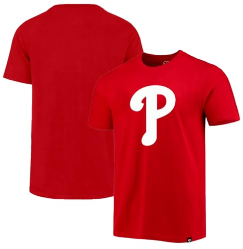 47 Brand MLB Men's Team Color Imprint Primary Logo Short Sleeve Baseball T-Shirt - Philadelphia Phillies - Red - Large