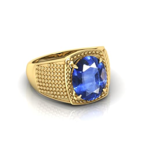 Bague saphir bleu naturel en plaqué or élégante pour homme et femme - 4