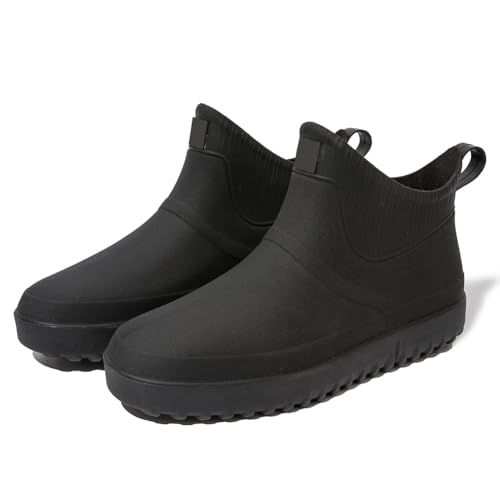 Image of Enelauge Men's Outdoor Waterproof Rain Short Ankle Boots Nonslip Rubber Rain Car Wash Footwear Garden Shoes