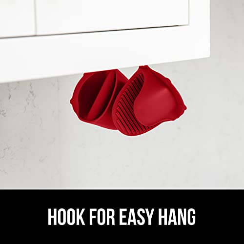 Gorilla Grip Heat And Slip Resistant Silicone Mini Potholders Mitts, Oven Mitt Gloves, Bpa-Free, Textured Design, Better Grip, Hot Plate Holder, Kitchen Finger Grips, Cooking, Waterproof 2 Set, Red #TOP7