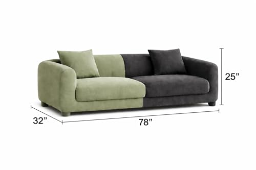 Image of Luxury Velvet Contemporary Sectional Sofa Set with Chaise Lounge & Cushions - Perfect for Living Room, Guest Room & Office (1, Green&Grey)