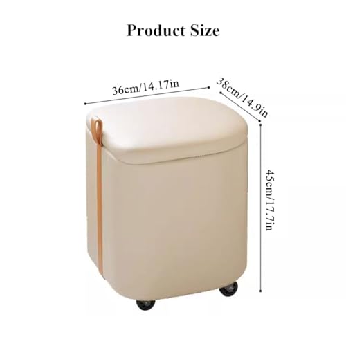Meuble d'appoint chic pouf en cuir et rangement relevable multifonction