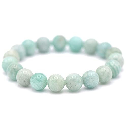 MIRACLES MINÉRAUX Pulsera de perlas redondas de 10 mm, piedra natural, creación artesanal francesa, más de 40 opciones, 18 cm, Piedra naturalgema Circunferencia de la muñeca: 1819 cm (extensible)